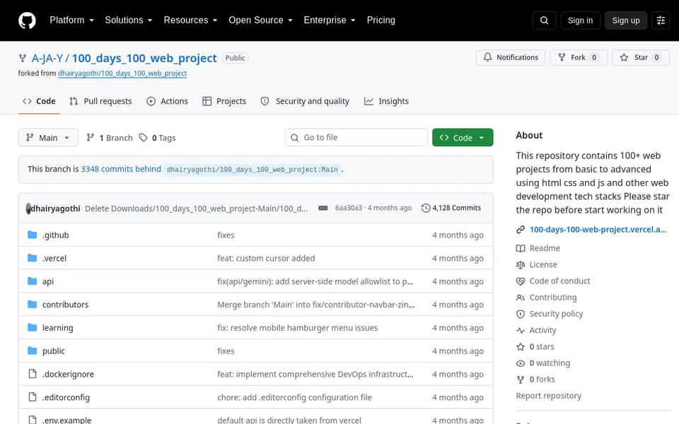 100 days, 100 web projects