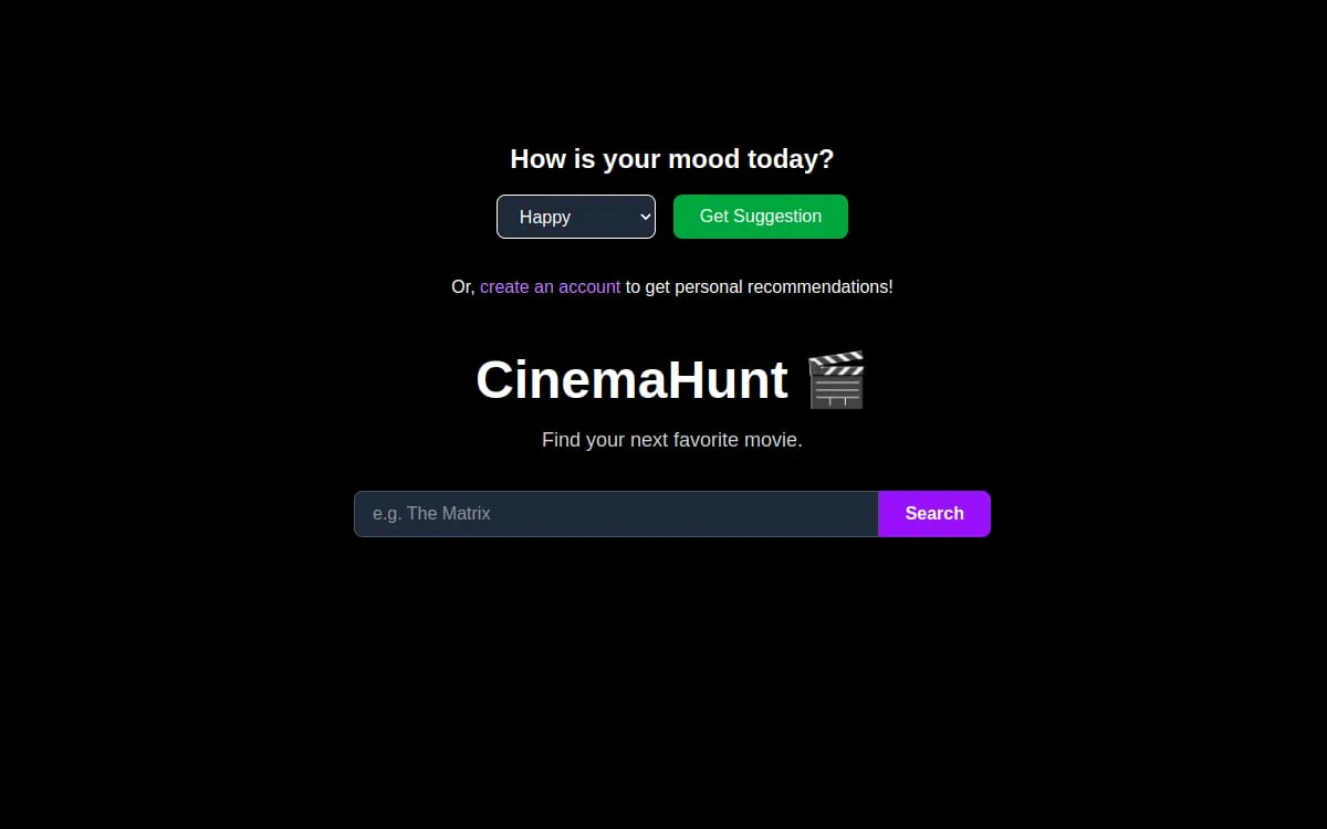 CinemaHunt · movie discovery with AI sentiment