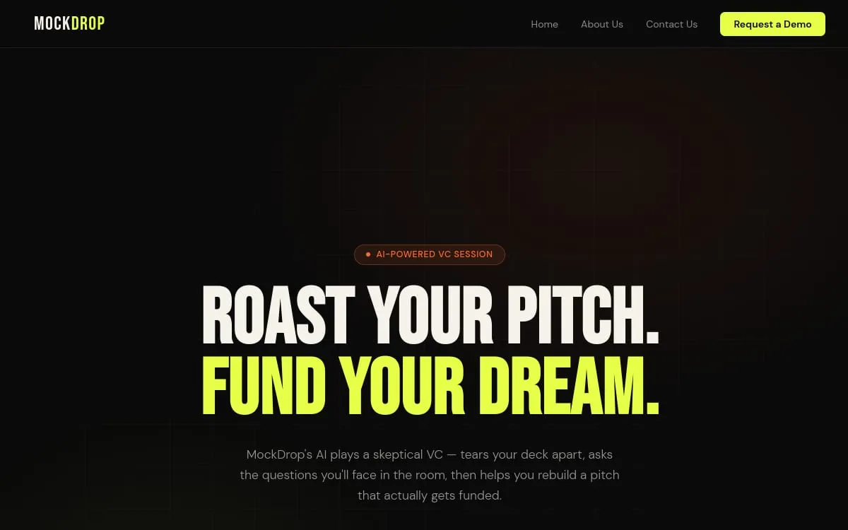 MockDrop · AI pitch roasting for founders