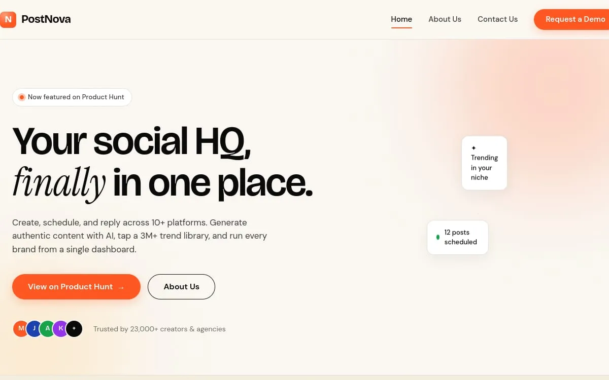 PostNova · your social HQ in one place